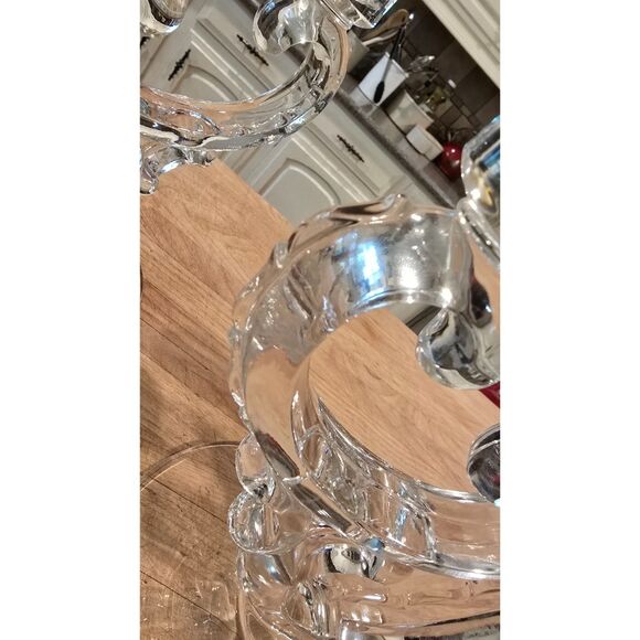 Fostoria Century Three Taper Candle Holders Set of 2 Clear Glass w Base 8" VTG - Picture 4 of 6